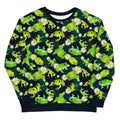 Bright and fun Kero-kero Sweatshirt featuring playful frog and flower patterns, perfect for casual wear.