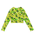 Kero-kero Long-sleeved Crop Top in vibrant green features eco-friendly fabric, perfect for athleisure and sports.