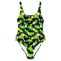 Kero-kero One-Piece Swimsuit features vibrant frog designs, perfect for making a splash at the beach or pool.
