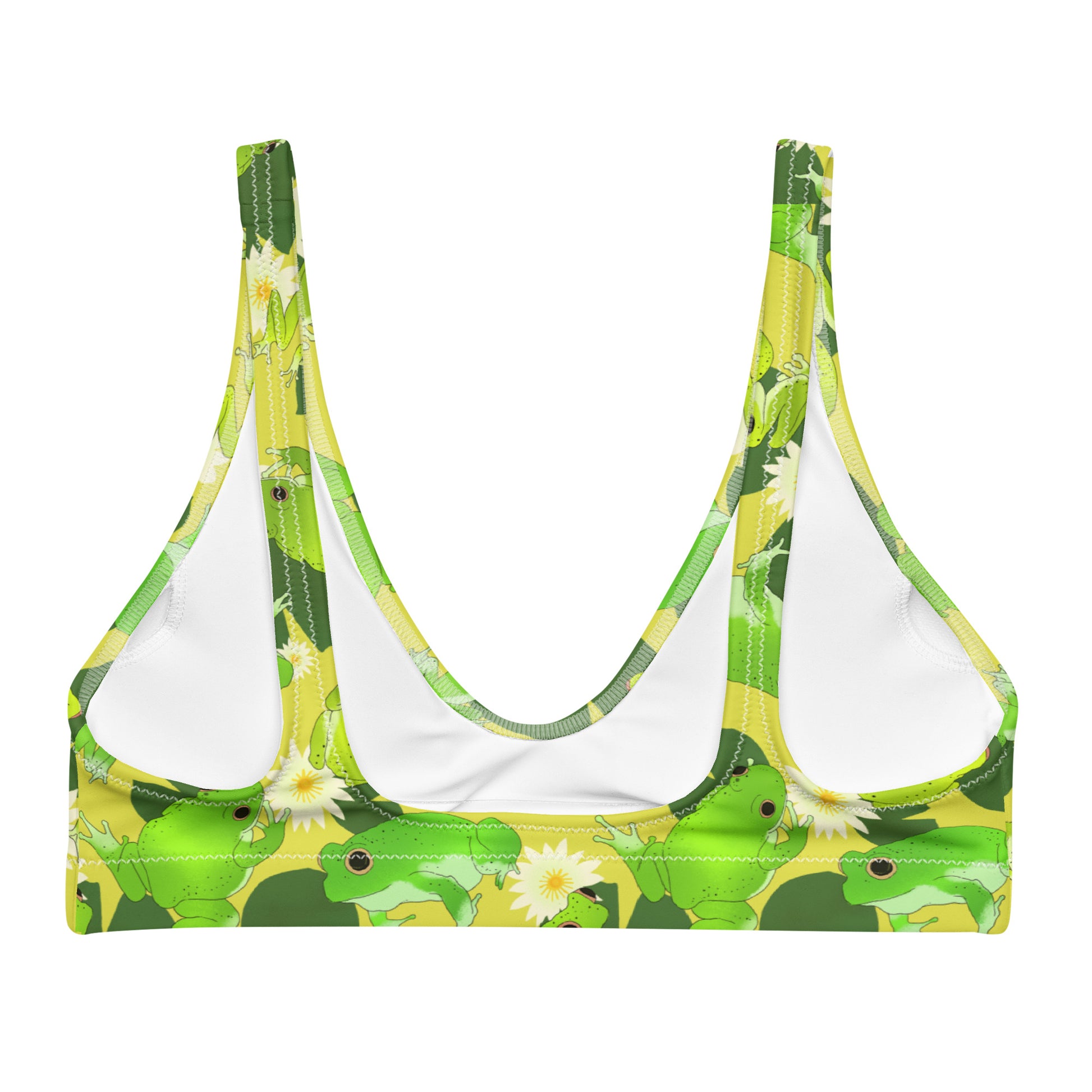 Kero-kero Padded Bikini Top features a unique frog design for a comfortable and stylish summer look. Perfect for mixing and matching!