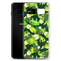Kero-kero Samsung® Clear Case features vibrant frogs, offering stylish protection for your phone from scratches and dirt.