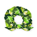 Stylish Kero-kero Scrunchie featuring vibrant frogs and flowers, perfect for frog lovers and trendy outfits.