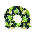 Kero-kero Scrunchie featuring vibrant frogs and lilies, perfect for frog lovers to accessorize stylishly.