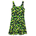 Kero-kero Skater Dress featuring vibrant frog patterns and a flared skirt, perfect for showcasing your style.