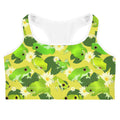 Kero-kero Sports bra features vibrant frog patterns, perfect for stylish comfort during workouts at your favorite gym.