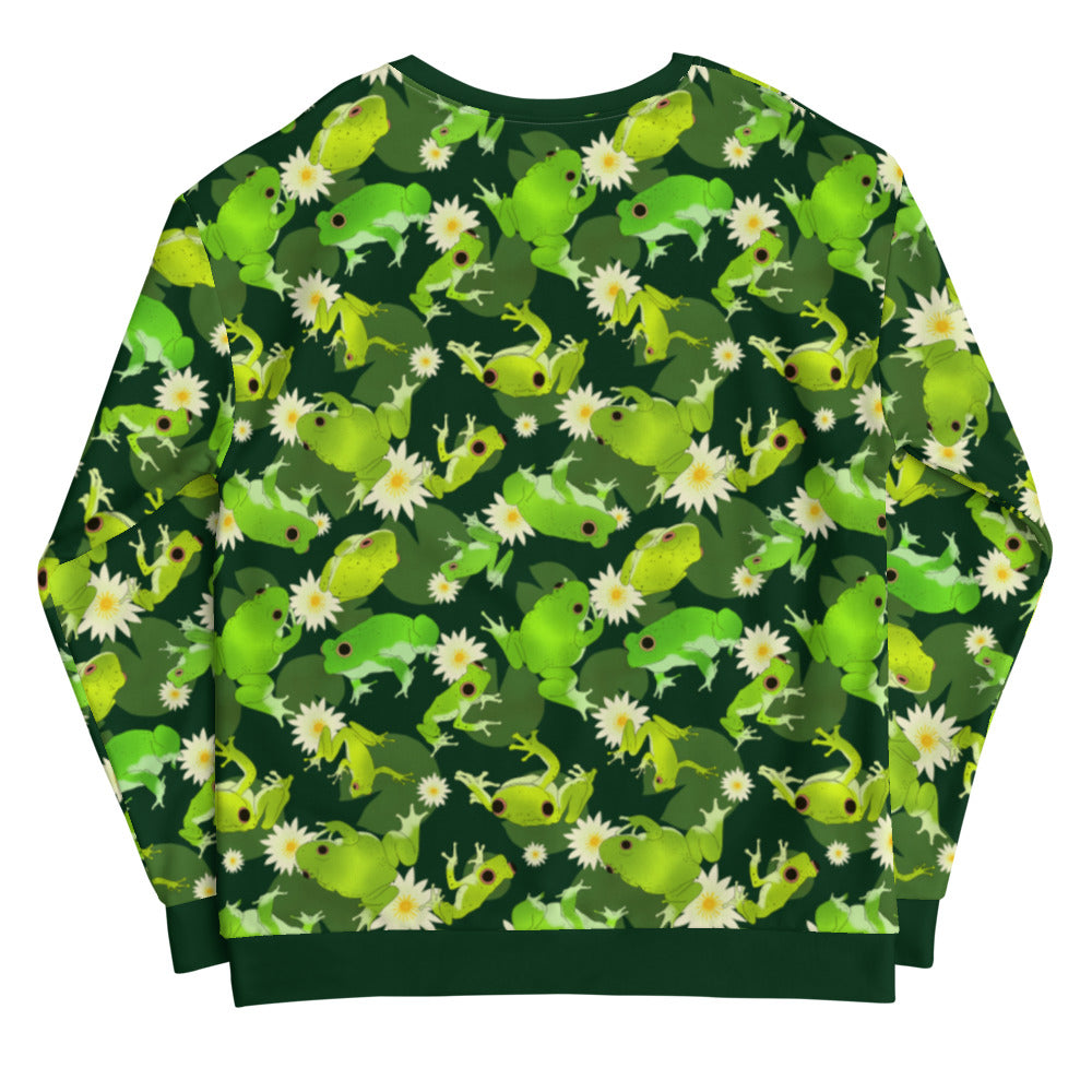 Kero-kero Sweatshirt features a vibrant frog design, perfect for fans of unique, comfortable apparel.