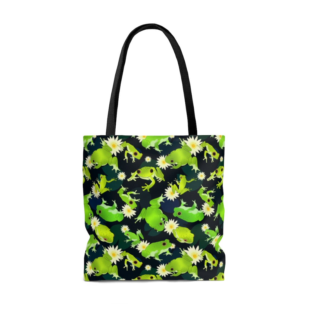 Discover the Kero-kero Tote Bag (Blue), perfect for frog lovers with its vibrant design and durable cotton straps.