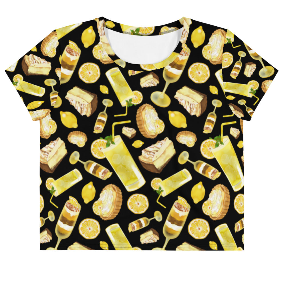 Bright yellow Lemon Crop Top with a fun pattern, perfect for making a refreshing style statement. Ideal for everyday wear!