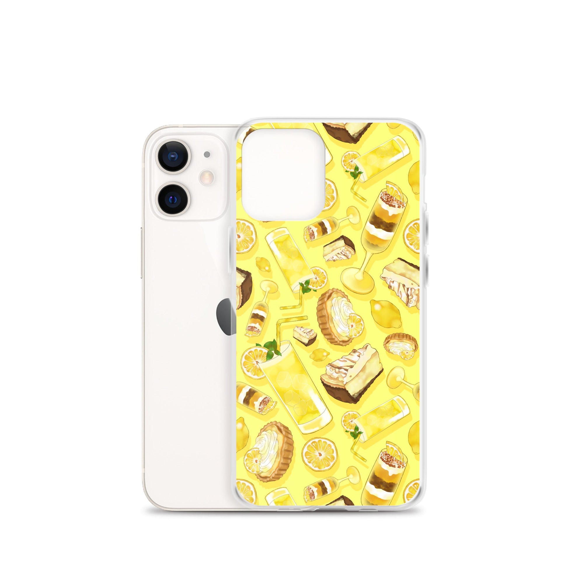 Lemon iPhone® Clear Case featuring a vibrant lemon design, offering protection from scratches and easy access to ports.