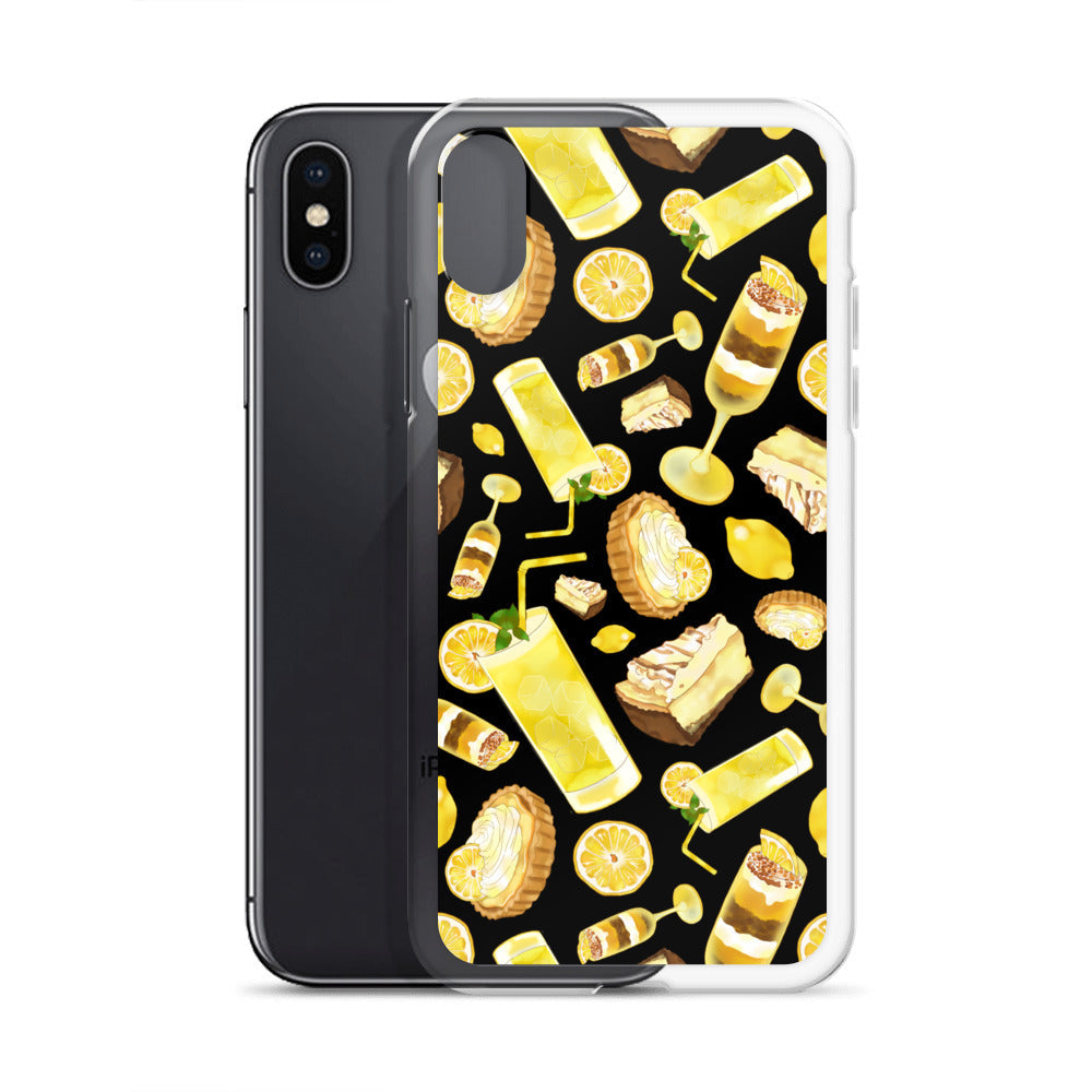 Showcasing the Lemon iPhone® Clear Case with vibrant designs, perfect for protection against dust and scratches.