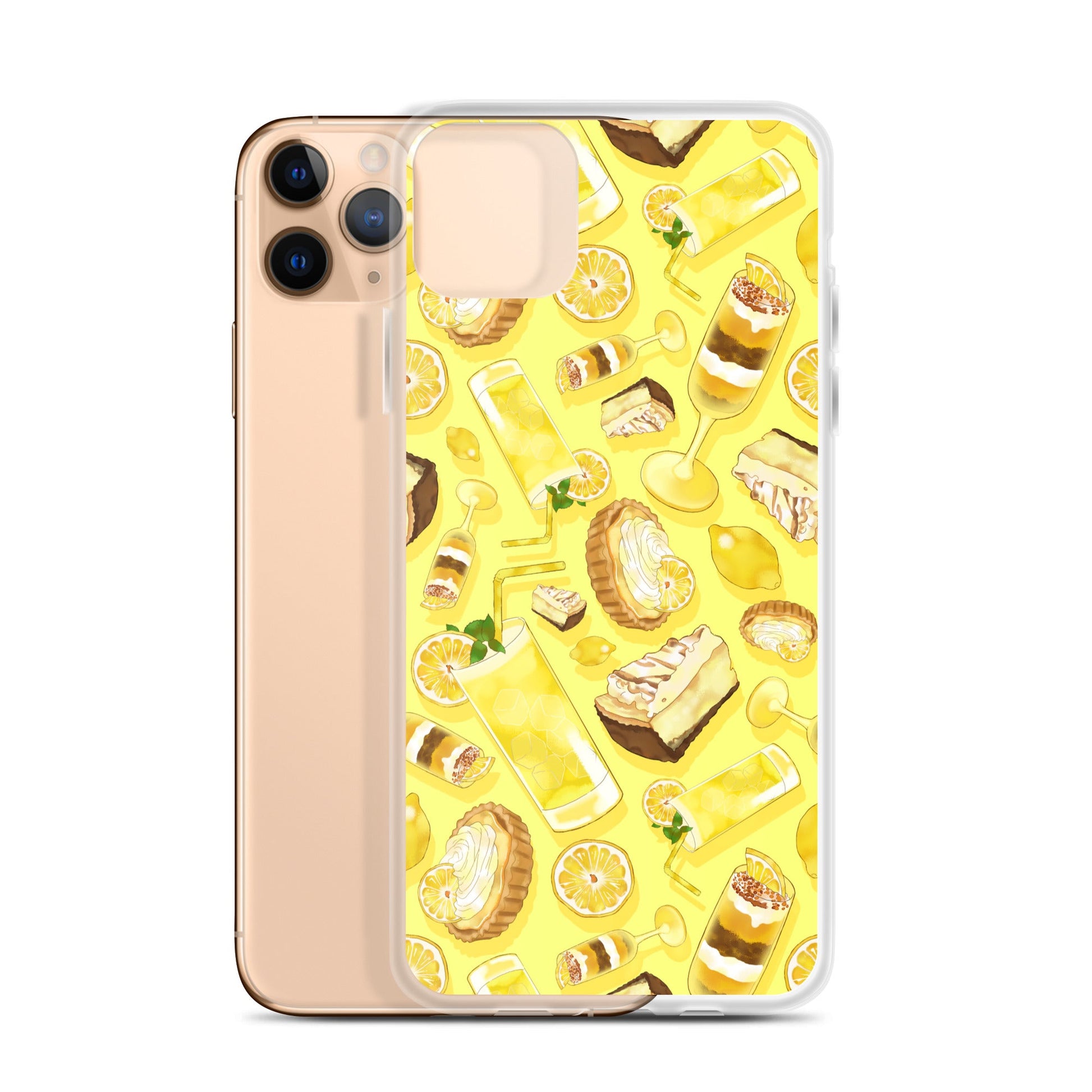 Sleek Lemon iPhone® Clear Case showcasing vibrant lemon designs, offering protection from scratches and dirt.