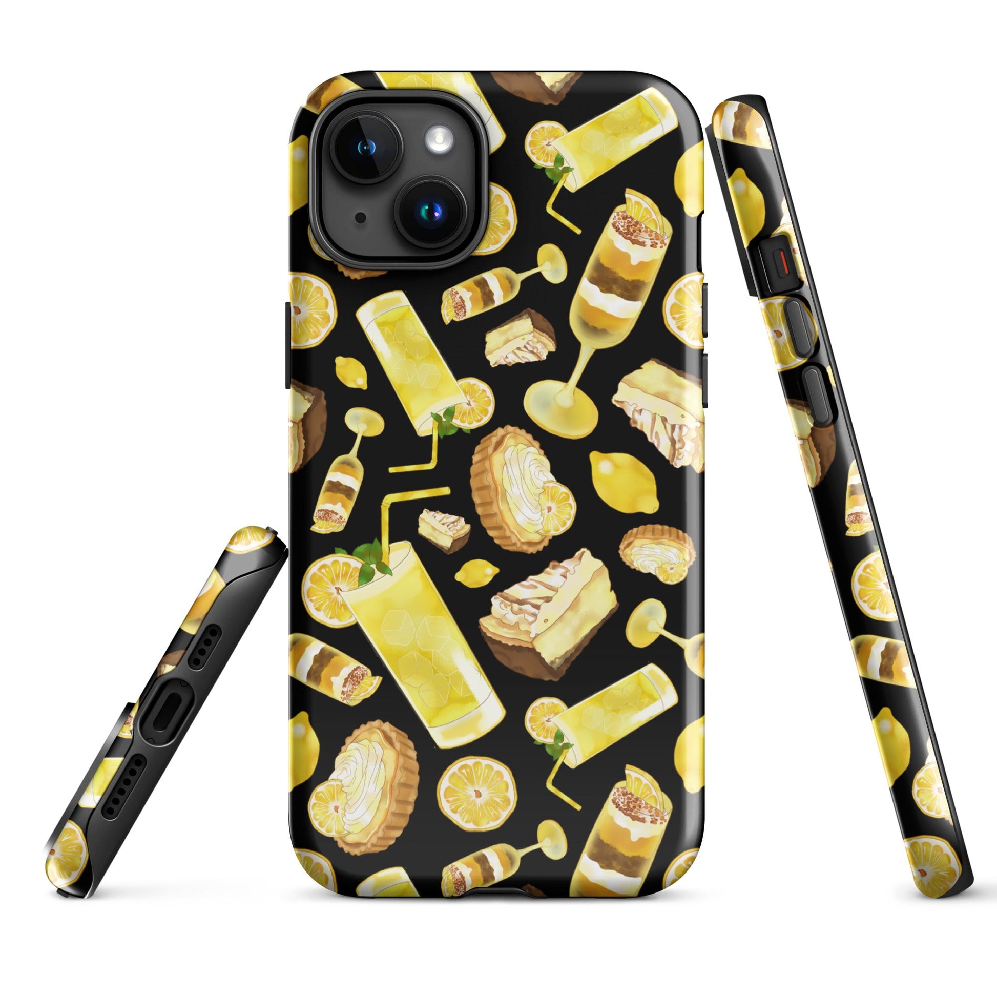 Stylish Lemon iPhone® Tough Case featuring a vibrant lemon pattern, ensuring protection and flair for your device.