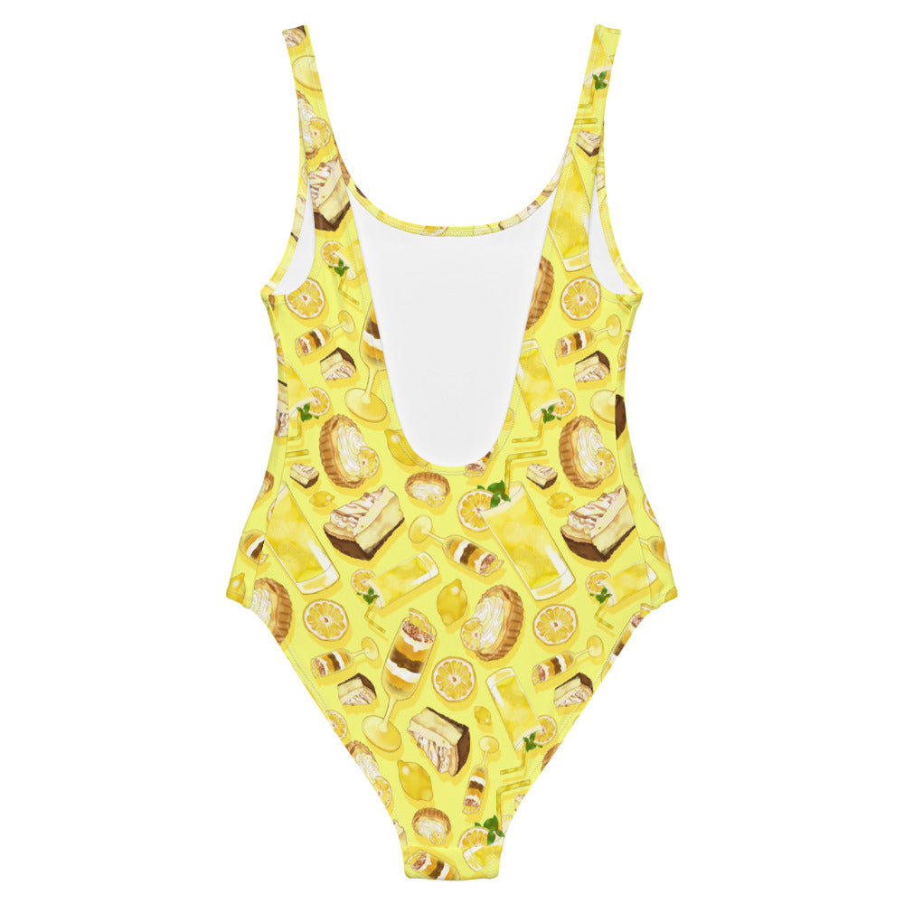 Bright and cheerful Lemon One-Piece Swimsuit featuring a fun fruit pattern, perfect for sunny beach days.