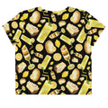 Bright yellow Lemon Crop Top featuring a fun lemon print, perfect for a refreshing summer look!