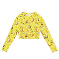 Bright and fun Lemon Long-sleeved Crop Top made from eco-friendly recycled materials, perfect for athleisure activities.