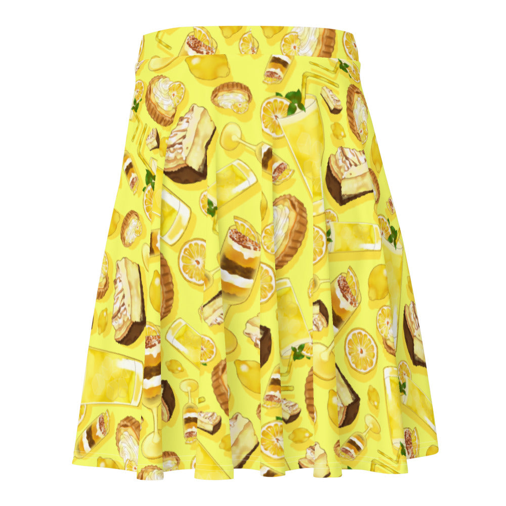 Bright and cheerful Lemon Skater Skirt featuring a fun lemon print, perfect for adding sunshine to your wardrobe!