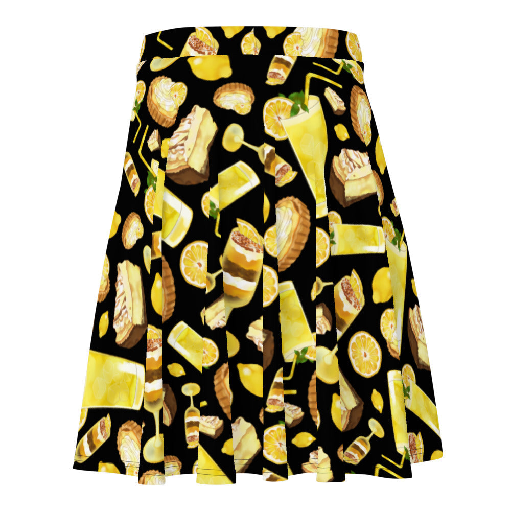 Vibrant Lemon Skater Skirt featuring playful lemon patterns, perfect for adding sunshine to any outfit.