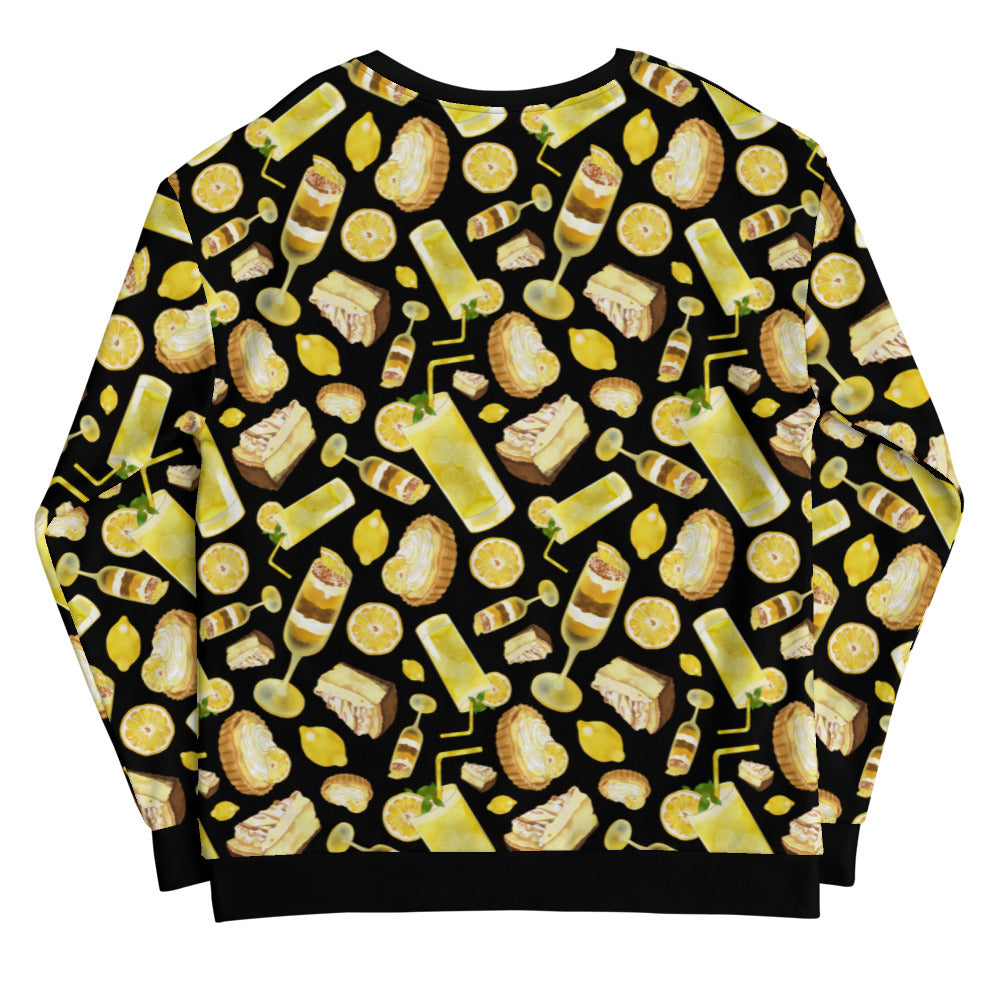 Bright yellow Lemon Sweatshirt featuring fun lemon patterns, perfect for a refreshing casual look. Ideal for any wardrobe!