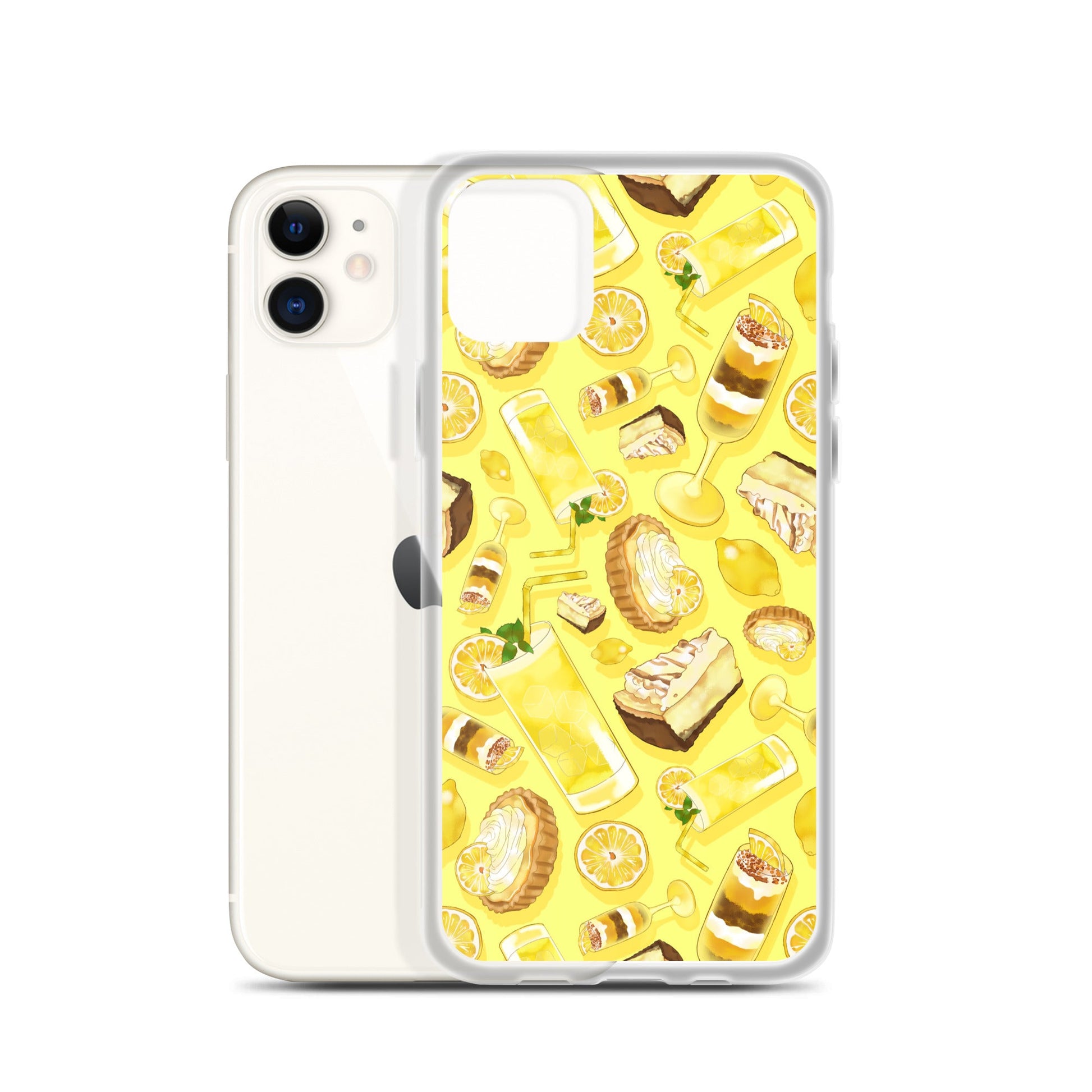 Sleek Lemon iPhone® Clear Case featuring vibrant lemon designs for protection against scratches and dust.