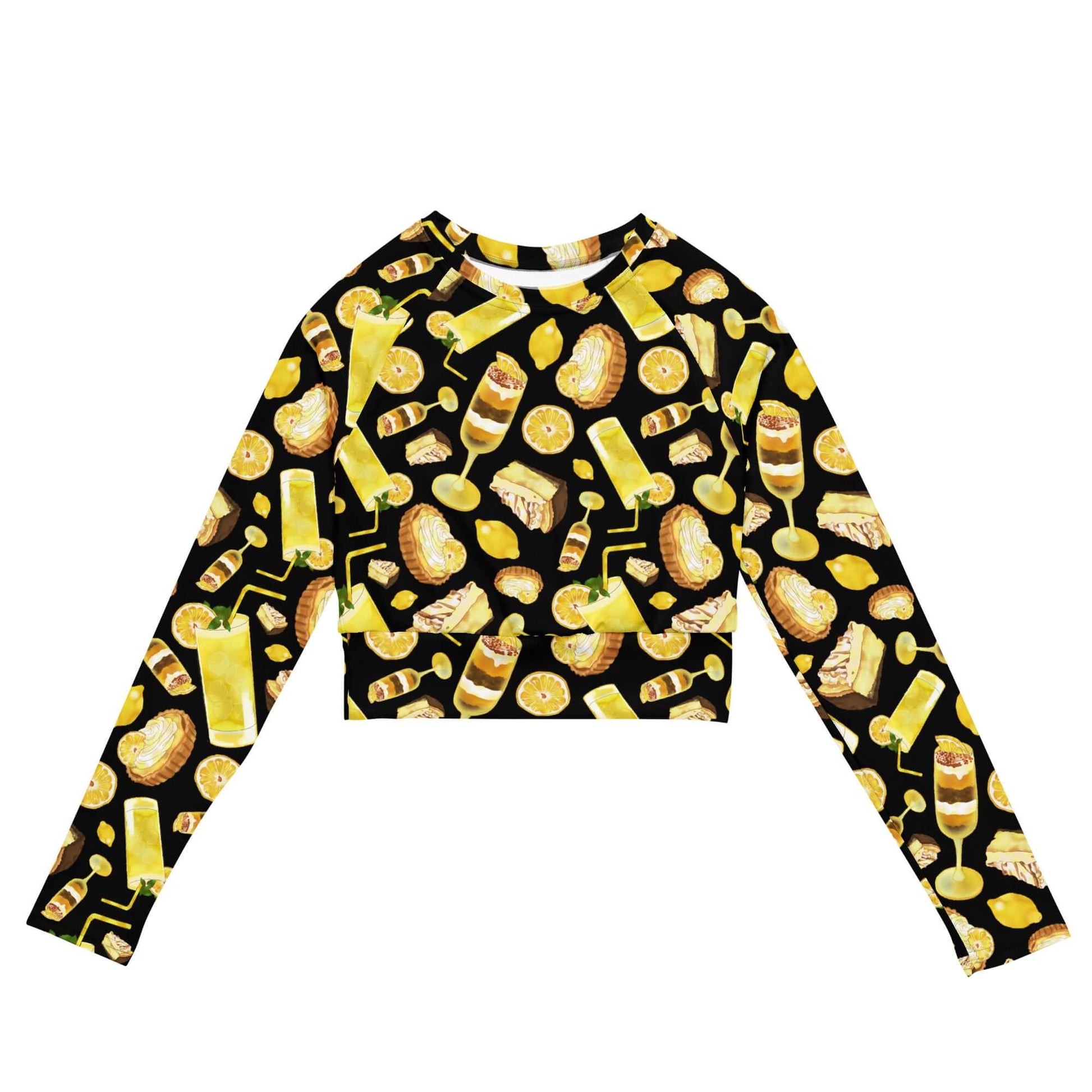 Bright and fun, the Lemon Long-sleeved Crop Top is perfect for eco-friendly athleisure and casual outfits.