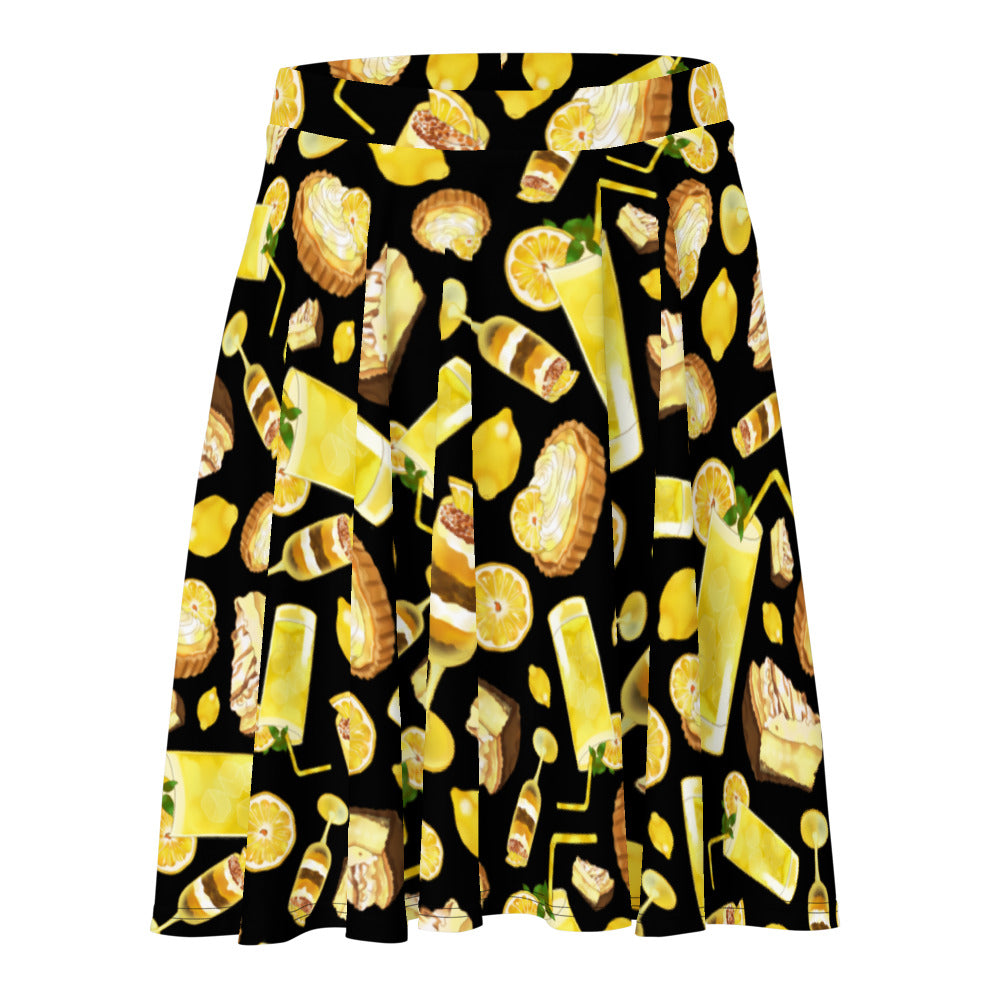 Bright and playful Lemon Skater Skirt featuring a fun lemon print, perfect for adding a splash of sunshine to any outfit.