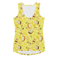 Bright yellow Lemon Tank Top featuring fun lemon patterns, perfect for workouts or casual wear. Order one size down!