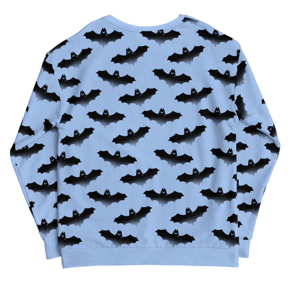 Cozy Lilith Sweatshirt featuring a playful bat pattern, perfect for chilly nights and stylish layering.