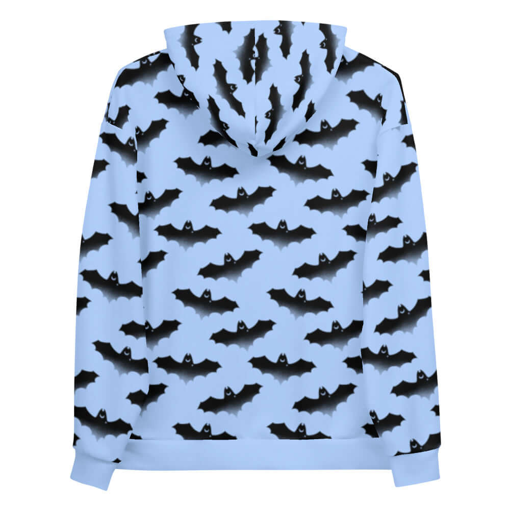 Cozy Lilith Hoodie featuring a vibrant bat print, perfect for stylish comfort in any wardrobe.
