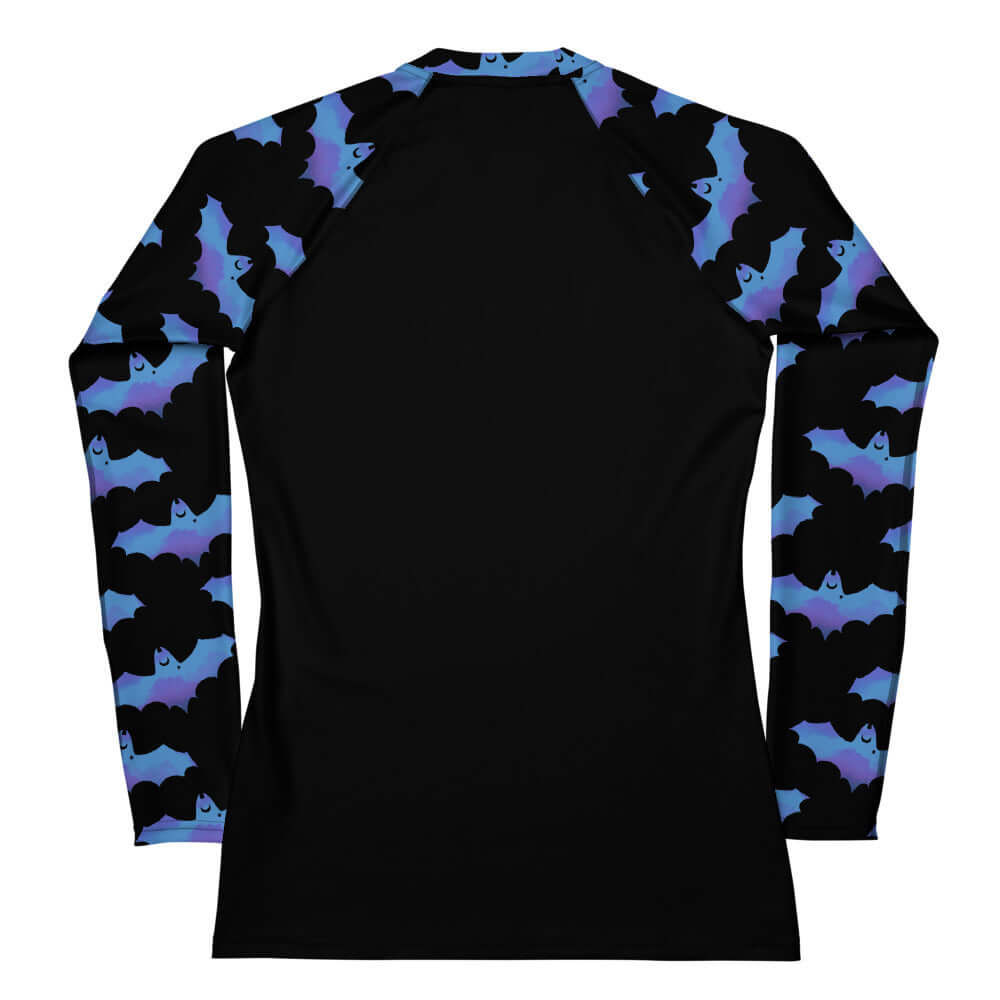 Lilith Rash Guard features a stylish bat design, perfect for active outdoor enthusiasts seeking sun protection.