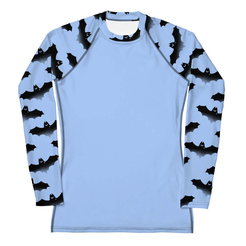 Stay active and protected in the Lilith Rash Guard, featuring a stylish bat print and comfortable slim fit.