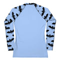 Lilith Rash Guard features a sleek design with bat graphics, perfect for active sports and sun protection.