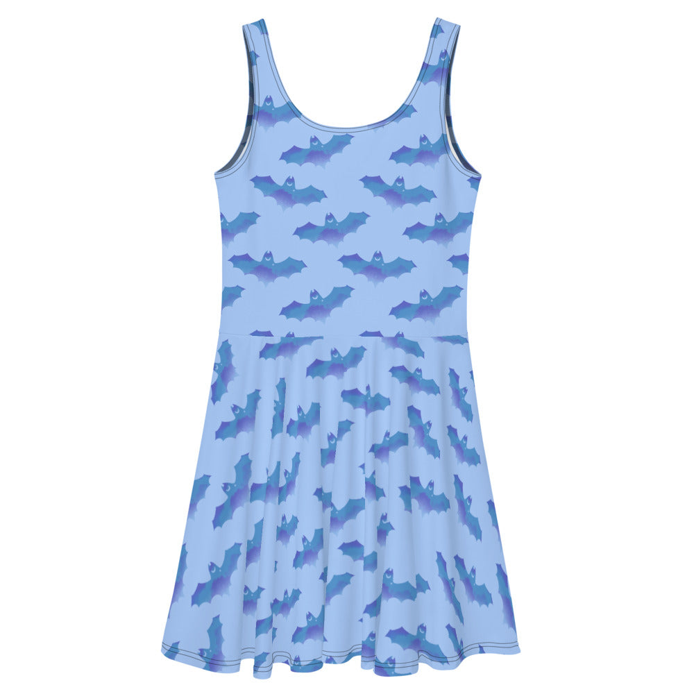 Lilith Skater Dress features a whimsical bat print, perfect for sunny days and stylish outings.