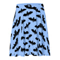 Stylish Lilith Skater Skirt featuring a fun bat print, perfect for sunny days and flattering on all body types.