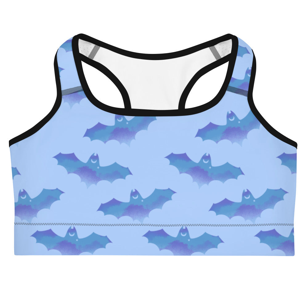 Lilith Sports bra features a striking bat print, perfect for gym motivation and stylish workouts.