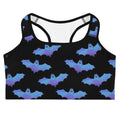 Lilith Sports bra featuring a fun bat design, perfect for stylish workouts and motivation at the gym.