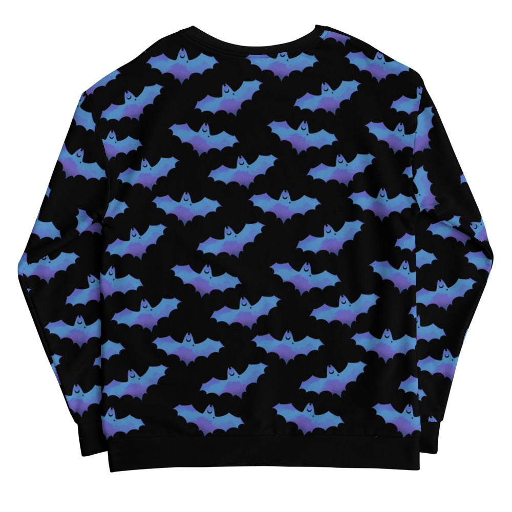 Cozy Lilith Sweatshirt featuring a playful bat design, perfect for any casual occasion. Stay warm and stylish!