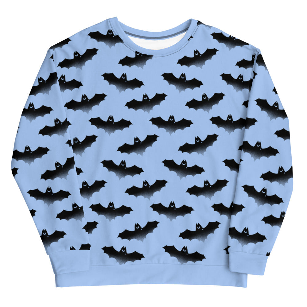 Cozy Lilith Sweatshirt featuring a playful bat pattern, perfect for any night out or casual day in.