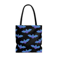 Stylish Lilith Tote Bag (Blue/Black) featuring a unique bat design, perfect for any occasion. Lightweight and durable.