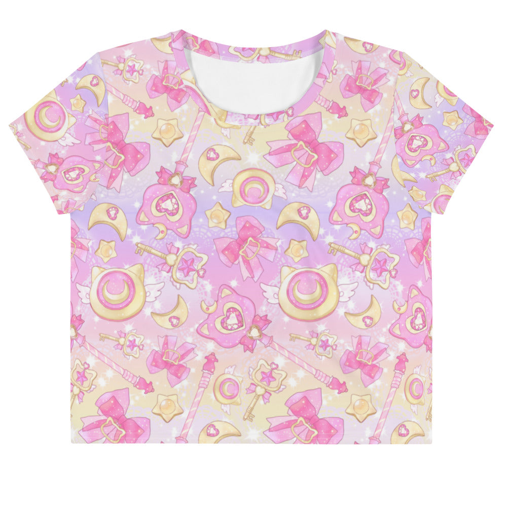 Shop the Magical Girl Crop Top featuring adorable designs perfect for everyday wear and defeating bad guys in style!