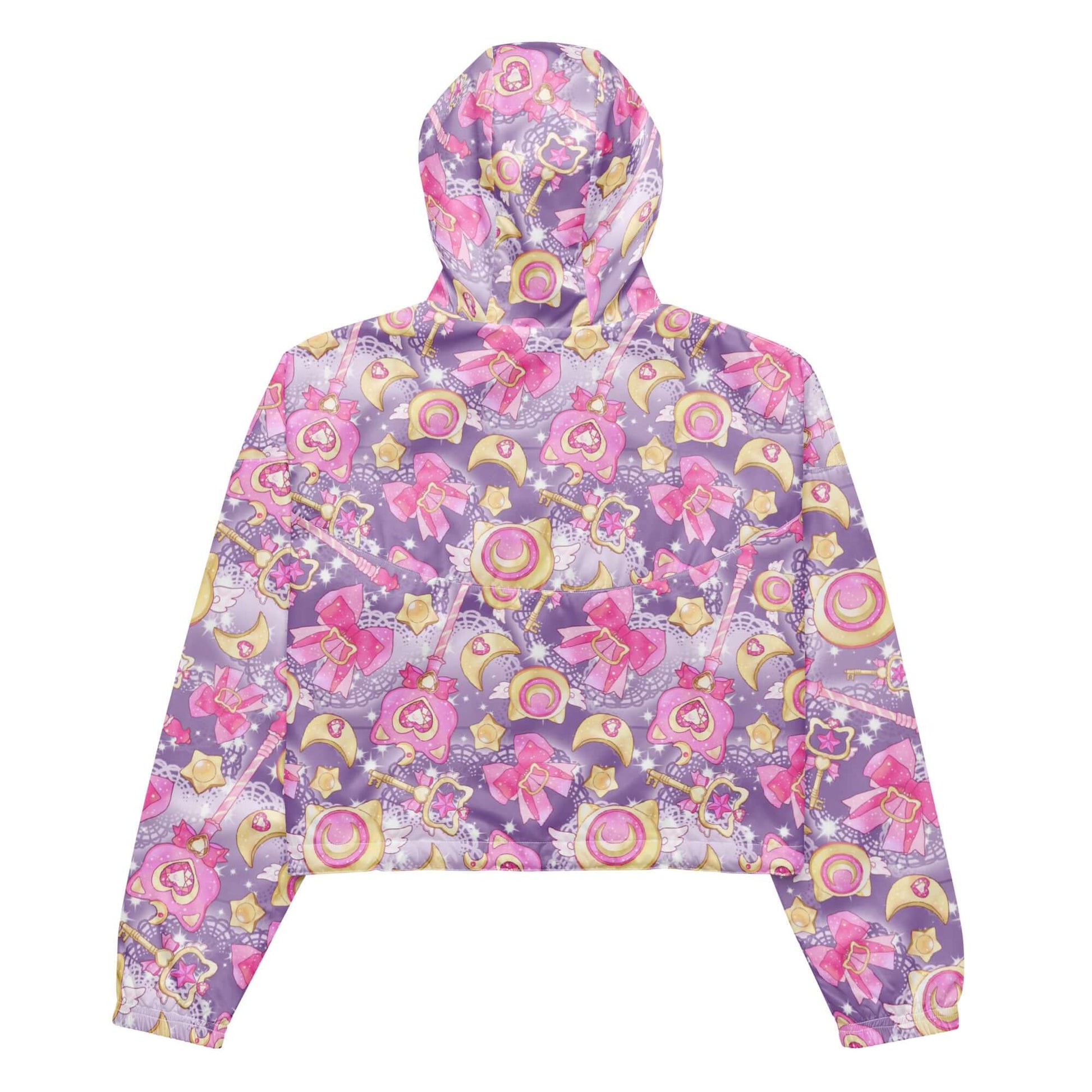 Lightweight and waterproof, the Magical Girl cropped windbreaker features a colorful design perfect for adventures.