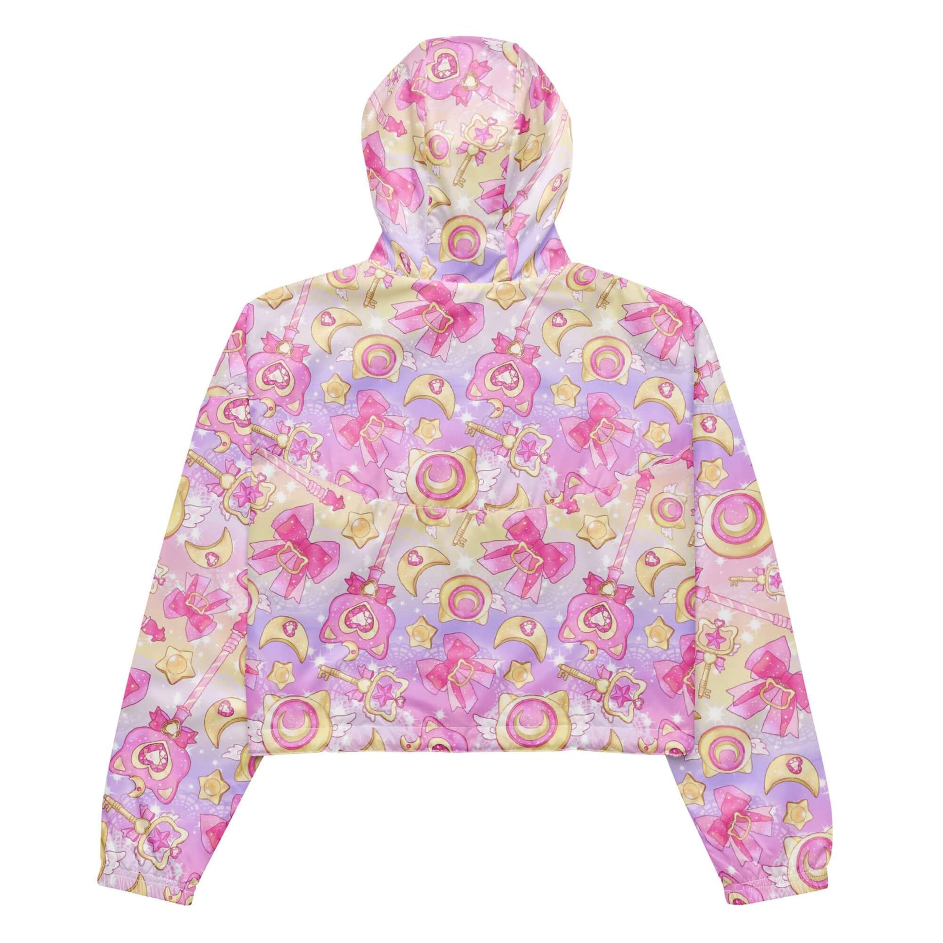 Stylish and waterproof, the Magical Girl cropped windbreaker is perfect for adventures with its vibrant design and pockets.