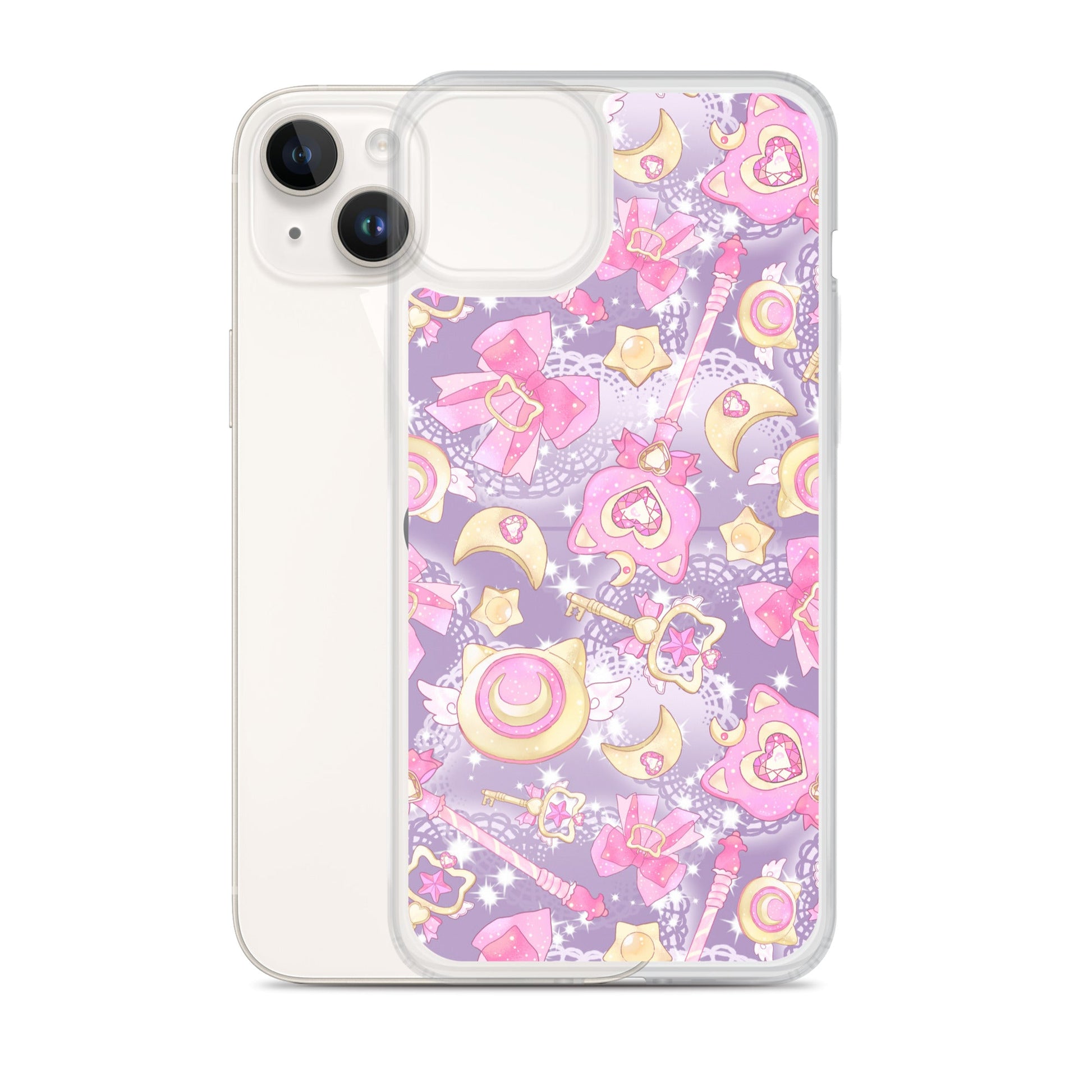 Colorful Magical Girl iPhone® Clear Case featuring cute magical motifs, perfect for showcasing your style.