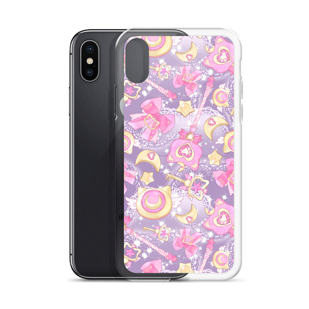 Colorful Magical Girl iPhone® Clear Case showcasing cute designs, perfect for protecting your magical gadget in style.