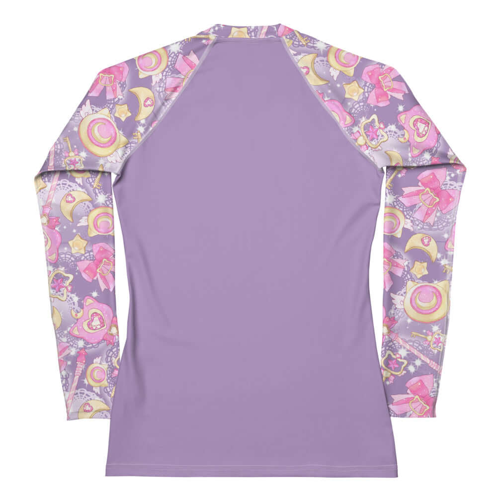 Stylish Magical Girl Rash Guard featuring vibrant patterns, perfect for sun protection during active sports.