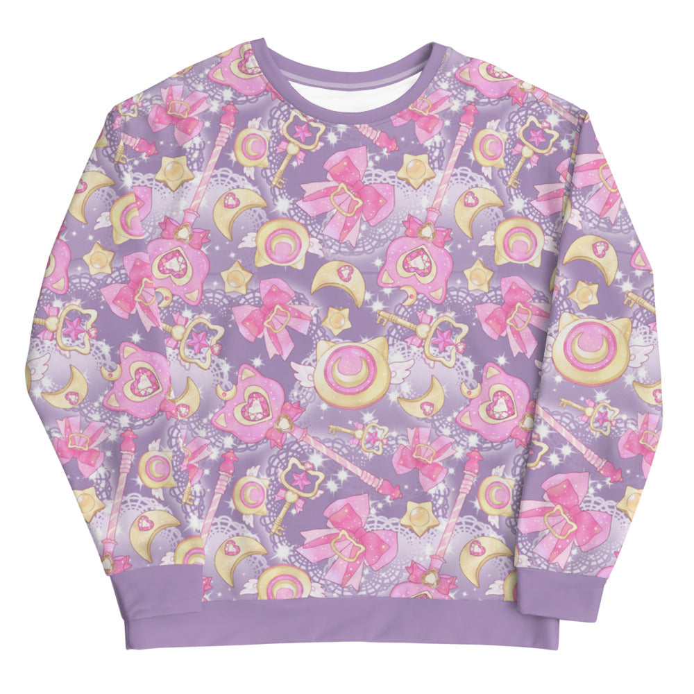Bright and colorful Magical Girl Sweatshirt featuring fun patterns perfect for staying cozy while battling villains.