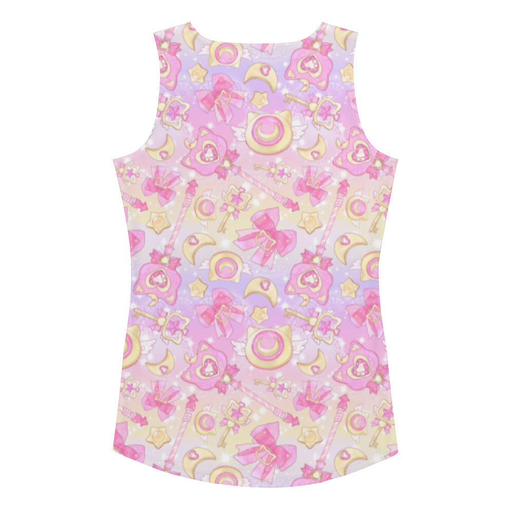 Stylish Magical Girl Tank Top featuring vibrant patterns, perfect for training in comfort and style.