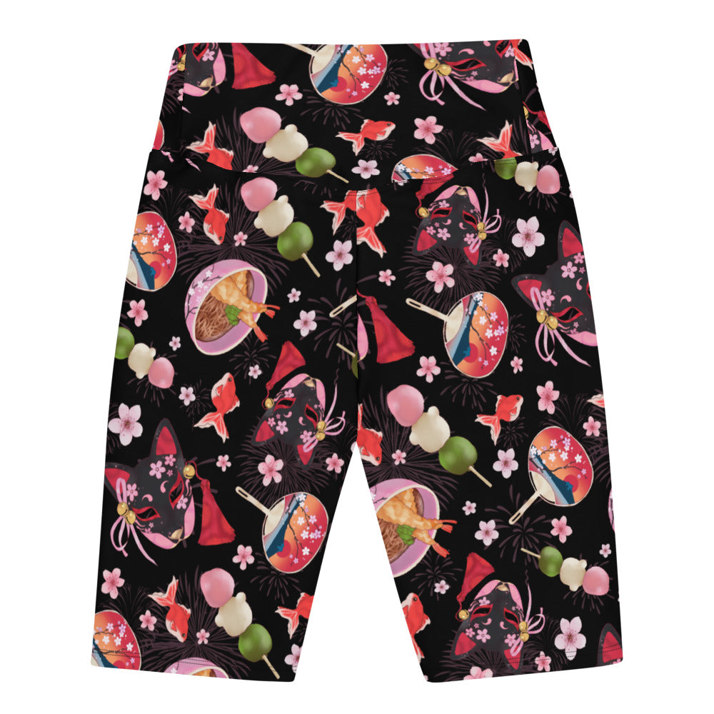 Matsuri Biker Shorts feature a vibrant design, perfect for staying stylish and comfortable during summer outings.