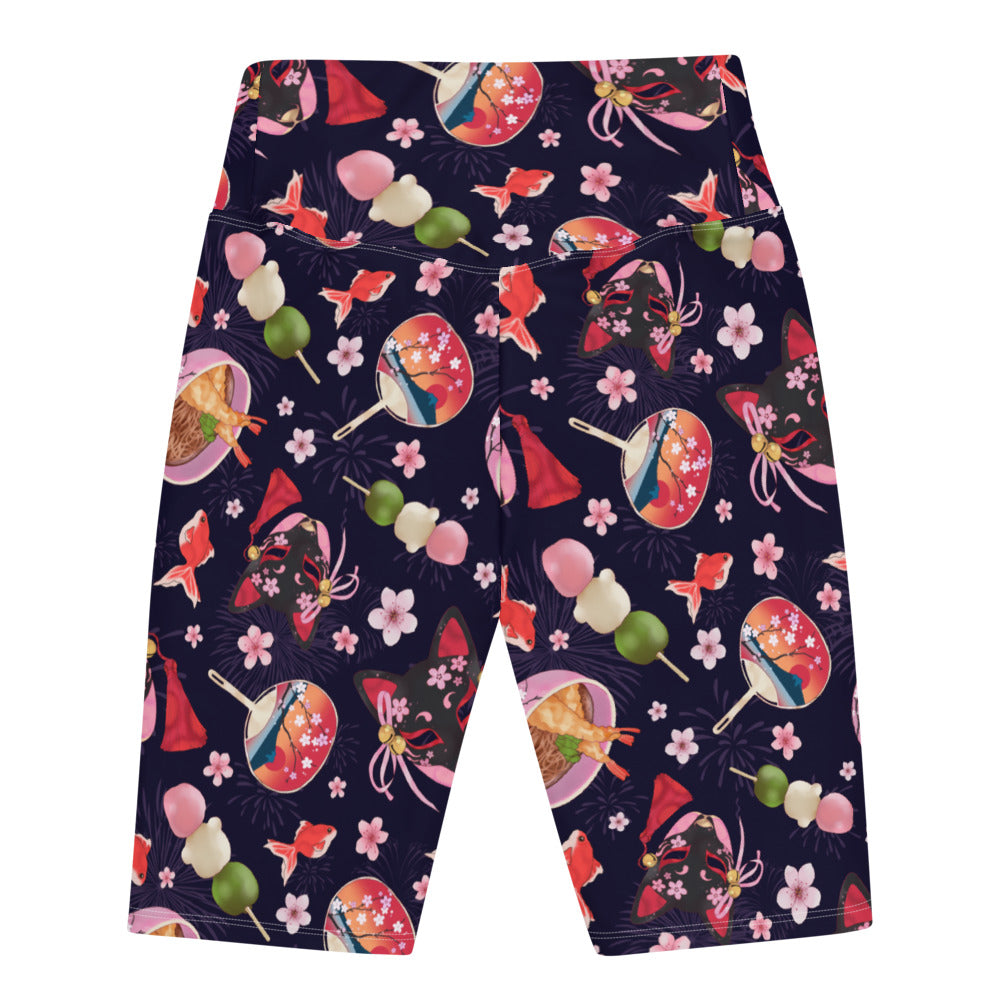 Stylish Matsuri Biker Shorts feature a vibrant print, perfect for staying cool and comfortable this summer.