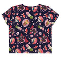 Matsuri Crop Top features a vibrant design with goldfish, dango, and blossoms, perfect for spring and summer outfits.