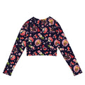 Matsuri Long-sleeved Crop Top features a vibrant, eco-friendly design perfect for athleisure and sportswear outfits.
